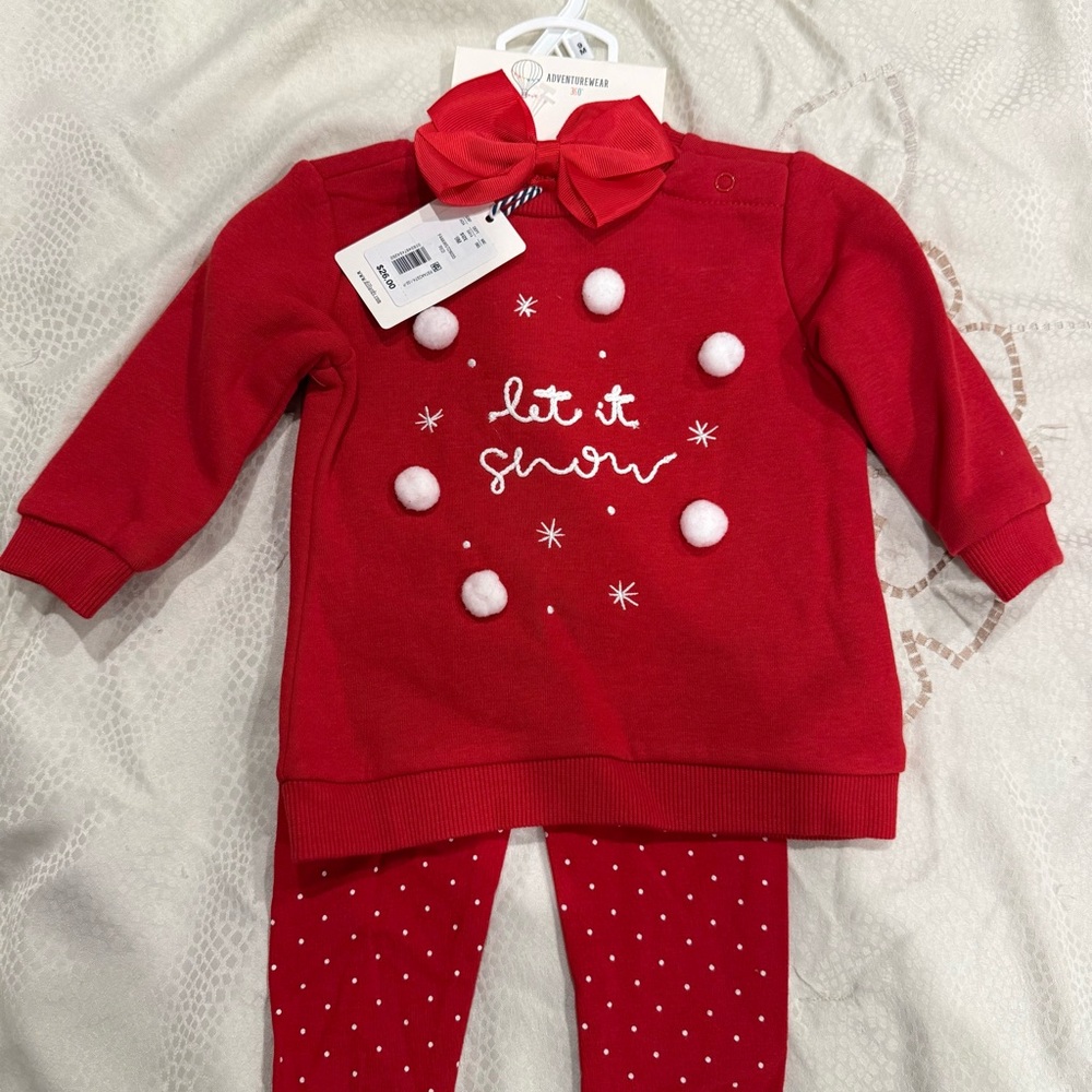 Red Kids Matching Set with Bow
